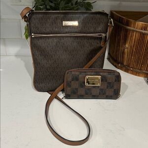 Michael Kors Chocolate Crossbody Bag and Wallet Set